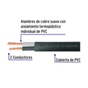 Metro de cable uso extra rudo 2 x 12 AWG en rollo de 100 m