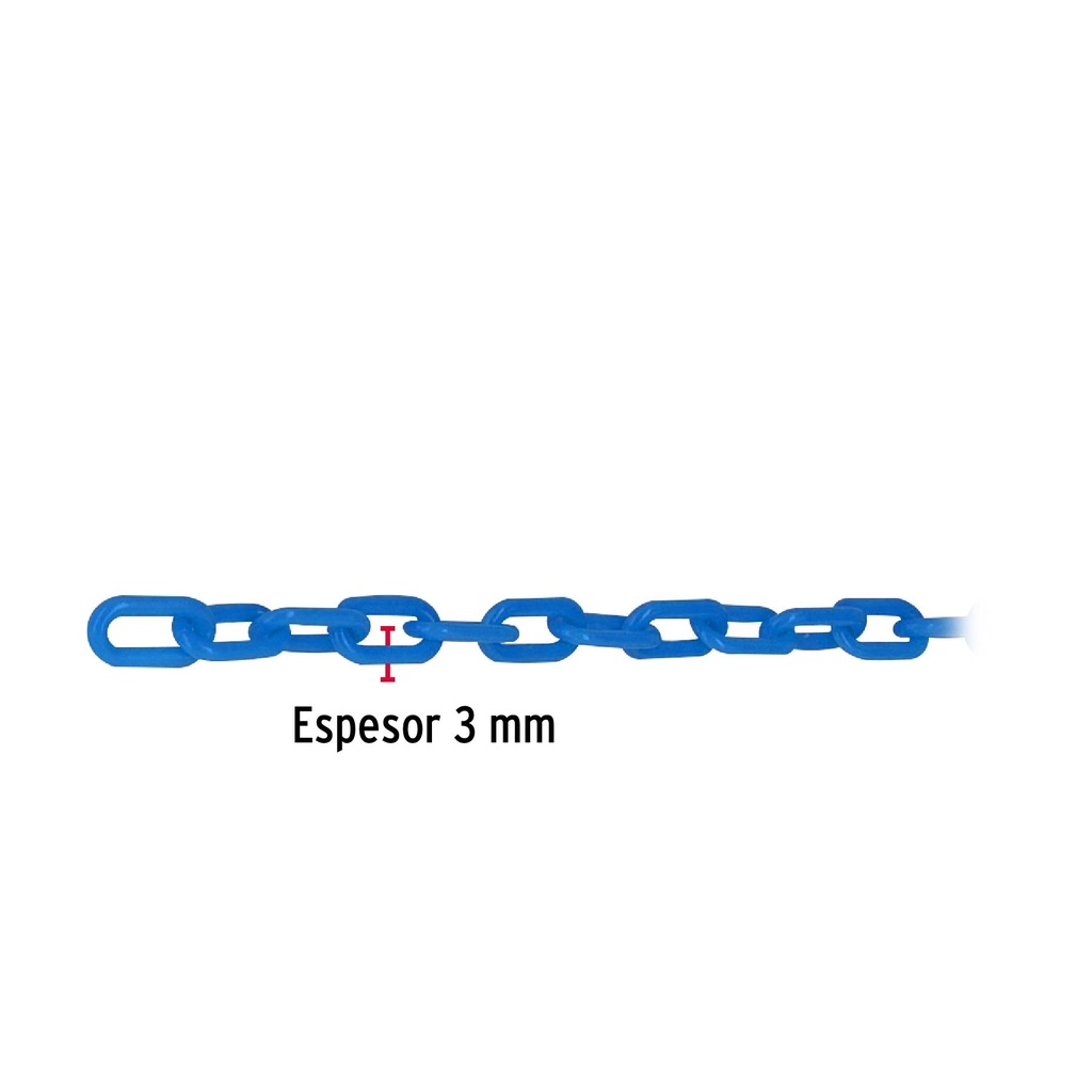 Metro de cadena de 3 mm de plástico azul, carrete de 50 m