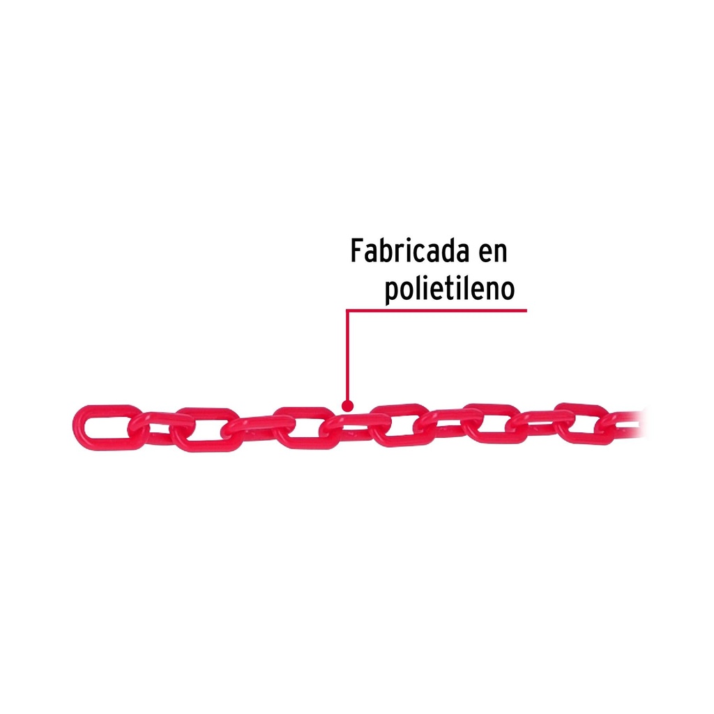 Metro de cadena de 3 mm de plástico roja, carrete de 50 m