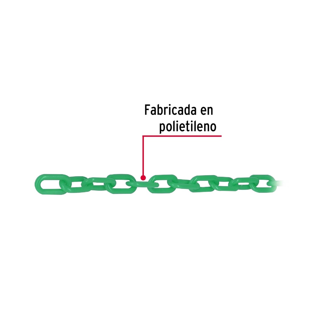 Metro de cadena de 3 mm de plástico verde, carrete de 50 m