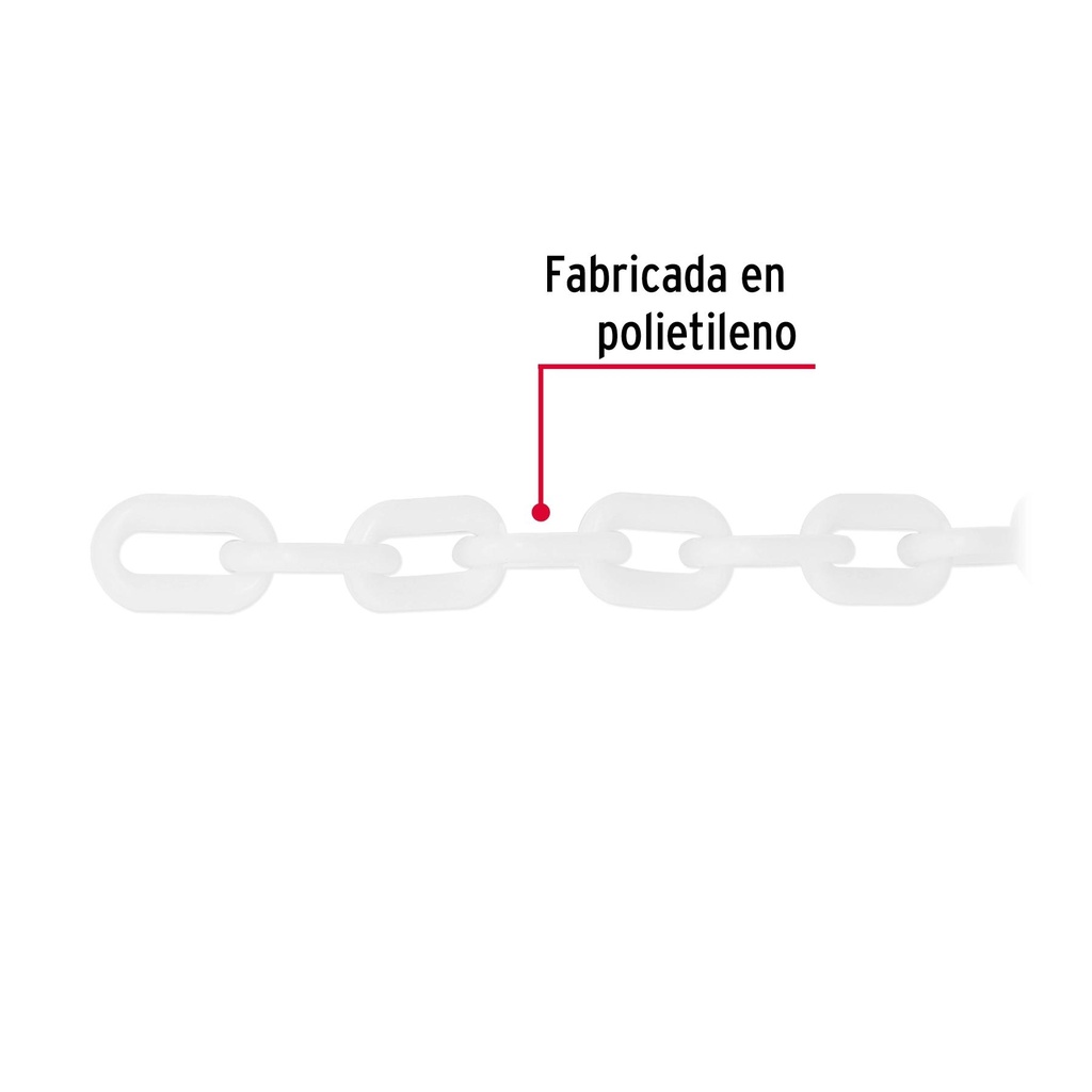 Metro de cadena de 5 mm de plástico blanca, carrete de 25 m