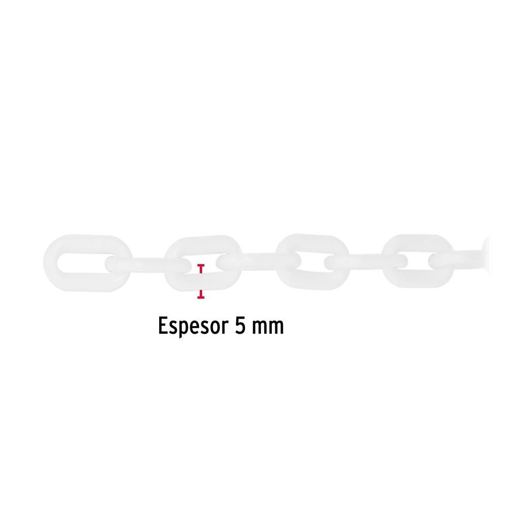 Metro de cadena de 5 mm de plástico blanca, carrete de 25 m