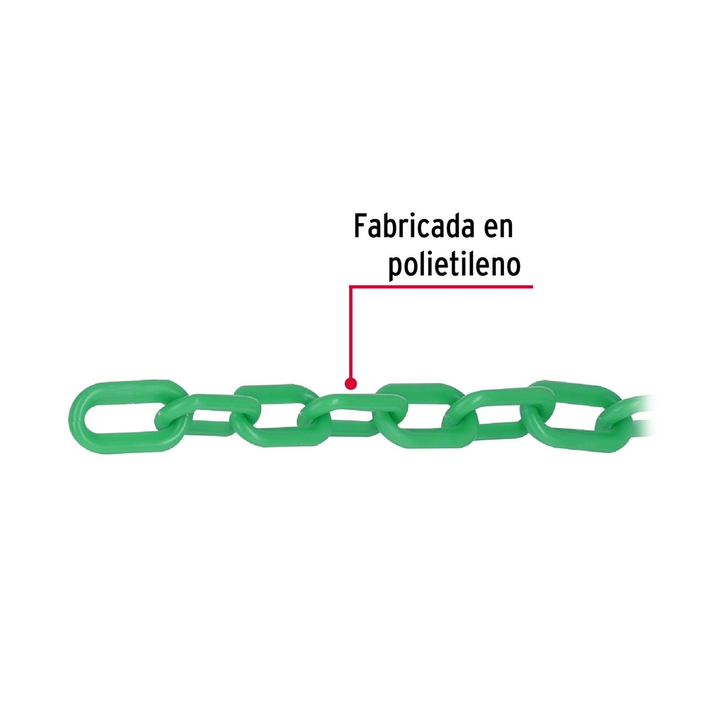 Metro de cadena de 5 mm de plástico verde, carrete de 25 m