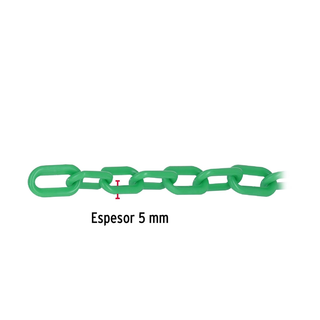 Metro de cadena de 5 mm de plástico verde, carrete de 25 m