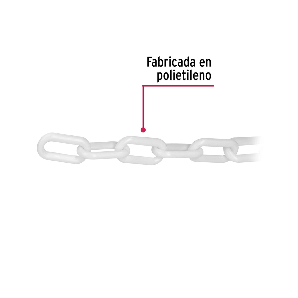 Metro de cadena de 8 mm de plástico blanca, carrete de 25 m