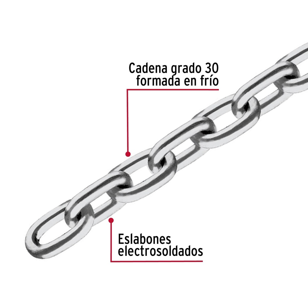 Metro de cadena pulida de 1/4', 35 m en cubeta, Fiero