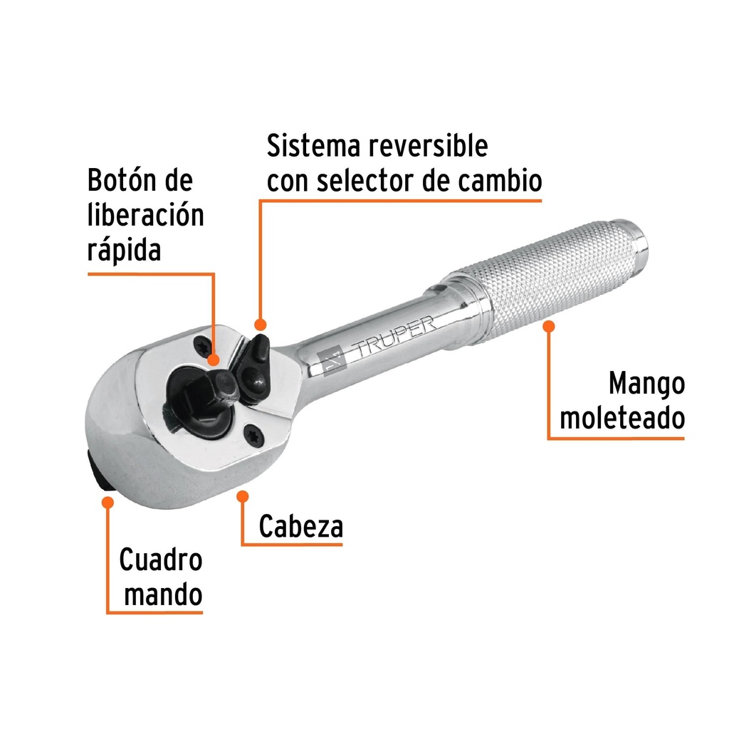 Matraca doble cuadros 1/4'y 3/8', Truper