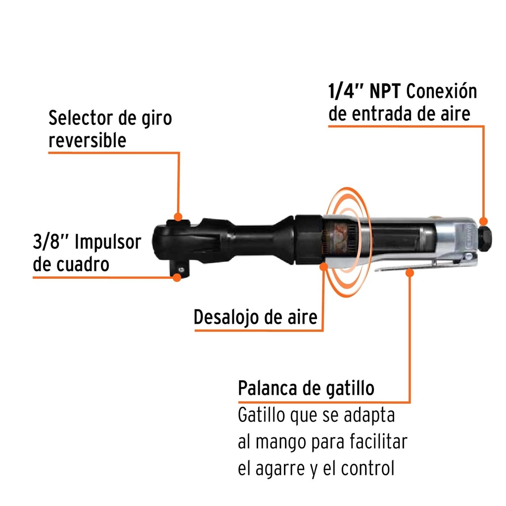 Matraca neumática 3/8', Truper