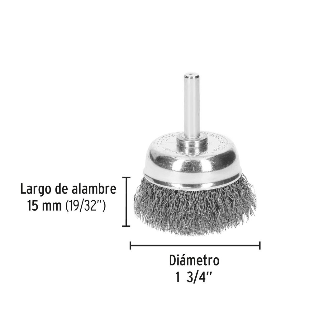 Carda de copa 1-3/4' alambre grueso para taladro, Pretul