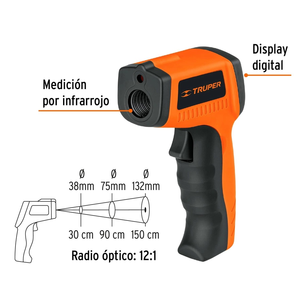 Medidor infrarrojo de temperatura de -50°C a 500°C, Truper