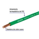 Metro de cable THHW-LS 10 AWG verde en carrete de 500 m