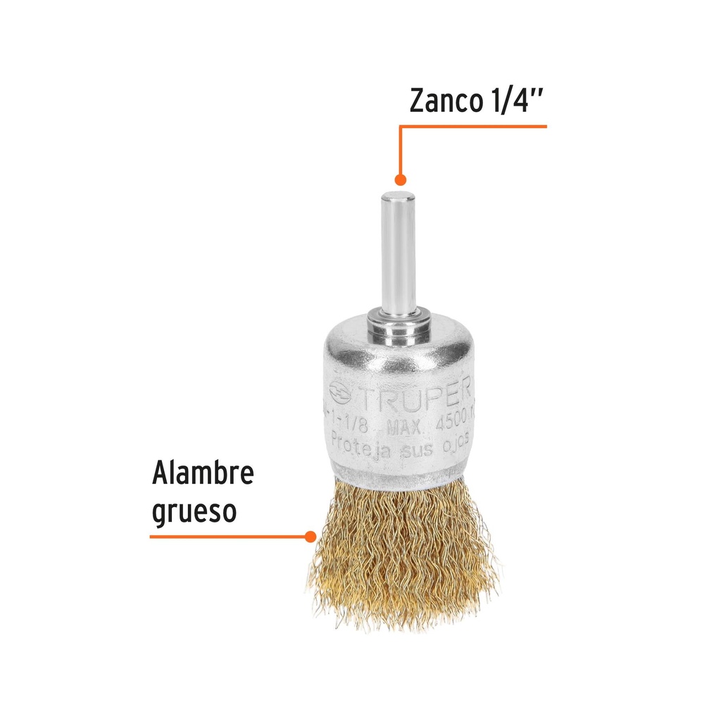 Carda de copa 1-1/8' alambre grueso para taladro, Truper