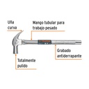 Martillo cabeza cónica 27 mm uña curva, mango tubular