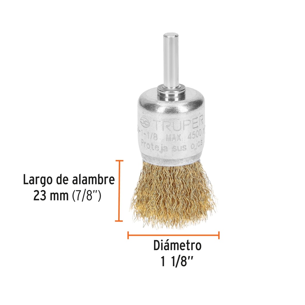 Carda de copa 1-1/8' alambre grueso para taladro, Truper