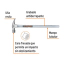 Martillo tubular pulido 20oz cara fresada, uña recta, Truper