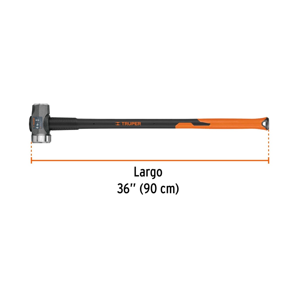 Marro de una cara amplia 8 lb, mango de fibra de vidrio 36'