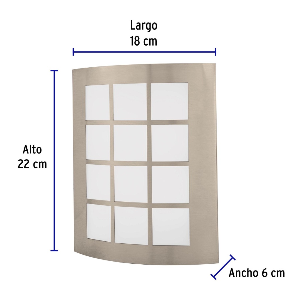 Arbotante decorativo de LED 15 W acero inoxidable luz cálida