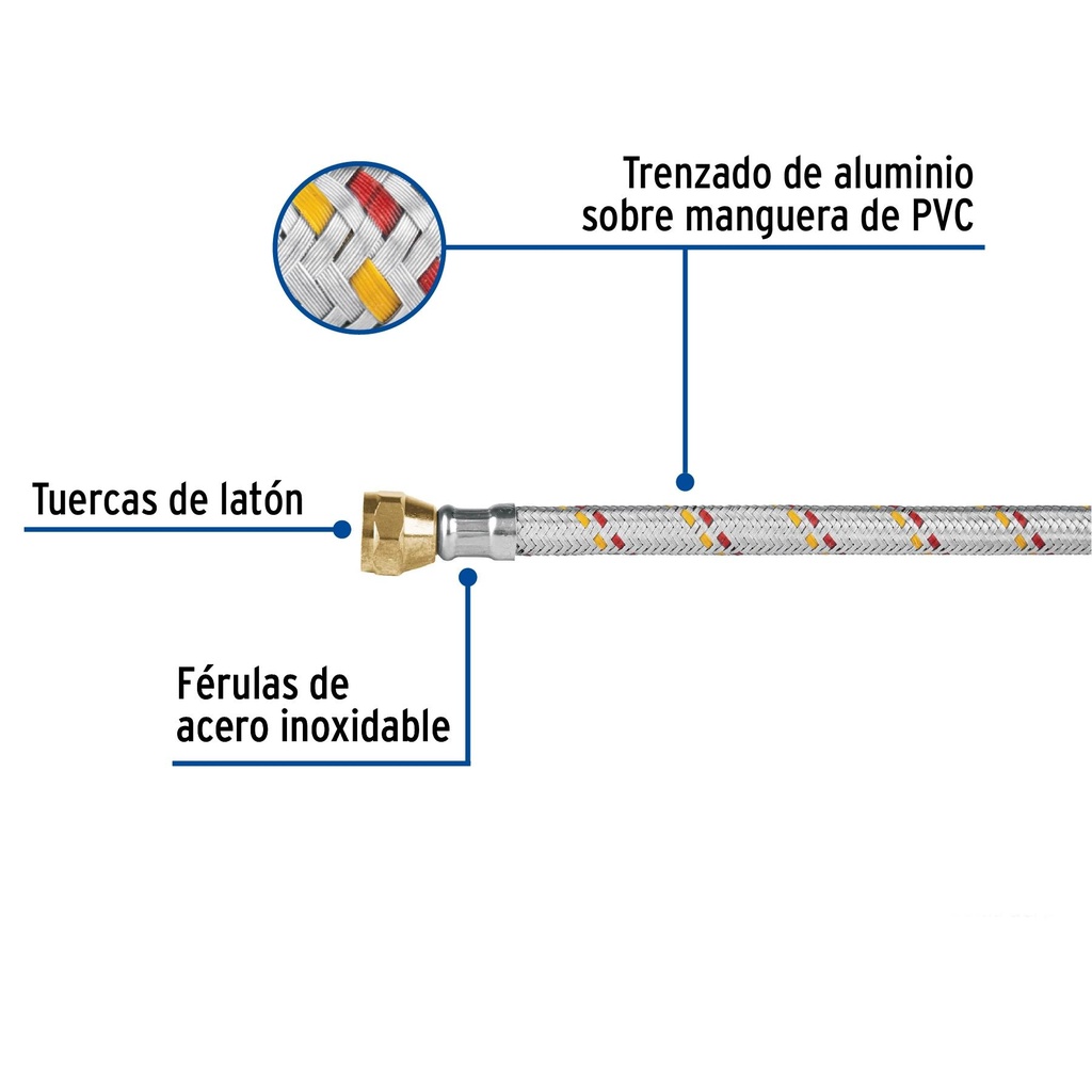 Manguera para gas, aluminio, 3/8' X 300 cm, Foset Basic