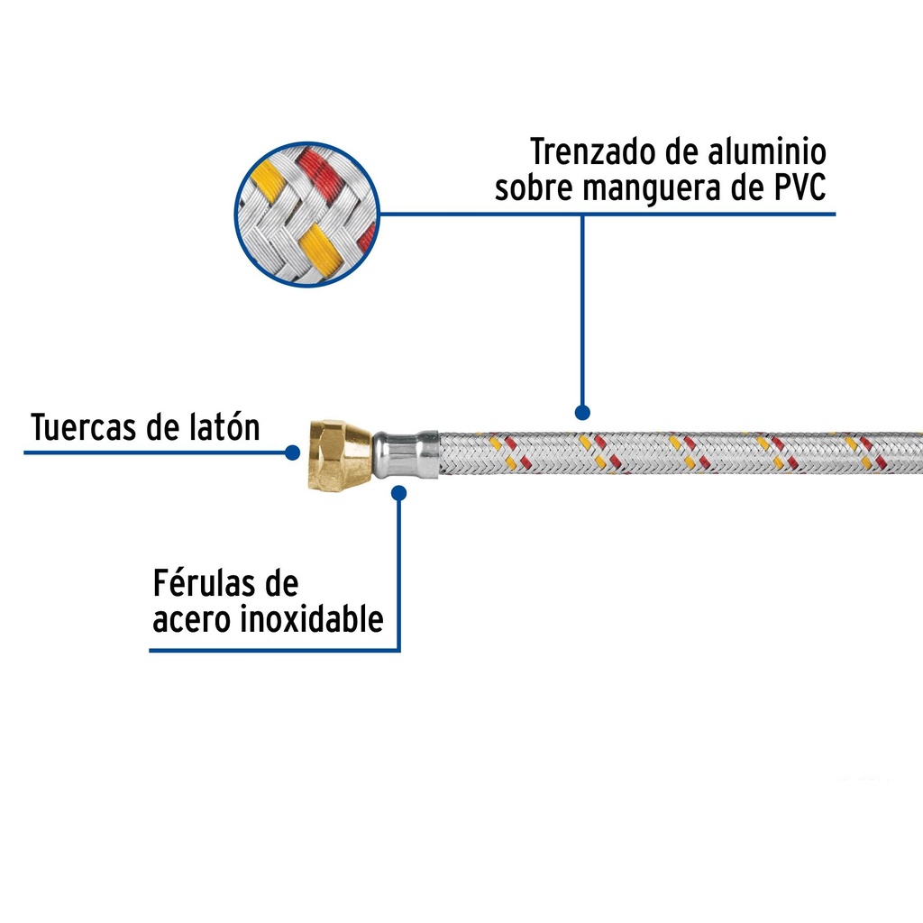 Manguera para gas, aluminio, 3/8' X 400 cm, Foset Basic