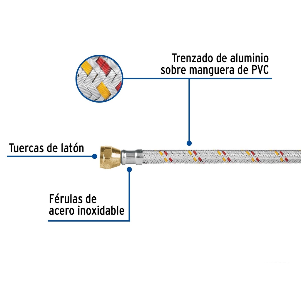 Manguera para gas, aluminio, 3/8' X 500 cm, Foset Basic