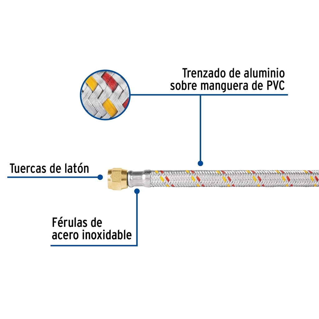 Manguera para gas, aluminio, 5/16' X 200 cm, Foset Basic