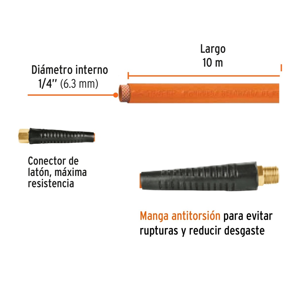 Manguera de PVC para compresor, 10 m x 1/4', Truper