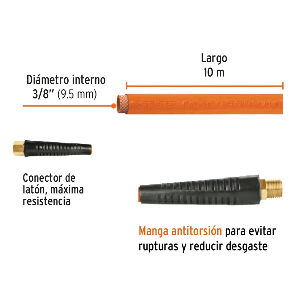 Manguera de PVC para compresor, 10 m x 3/8', Truper