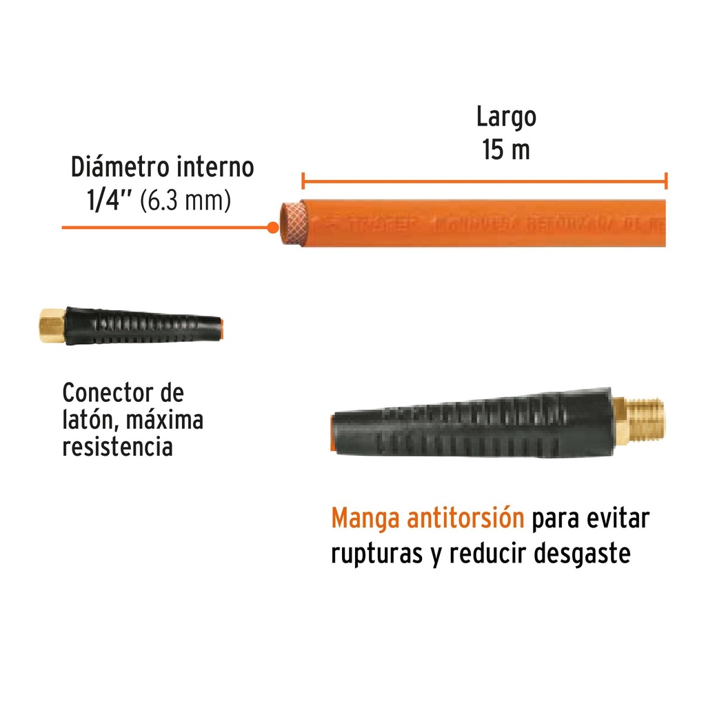 Manguera de PVC para compresor, 15 m x 1/4', Truper