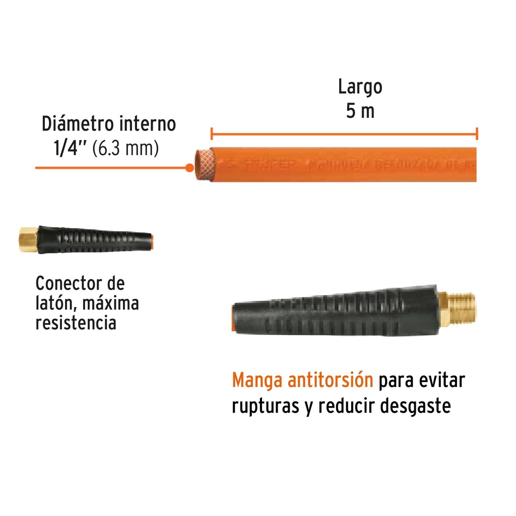 Manguera de PVC para compresor, 5 m x 1/4', Truper