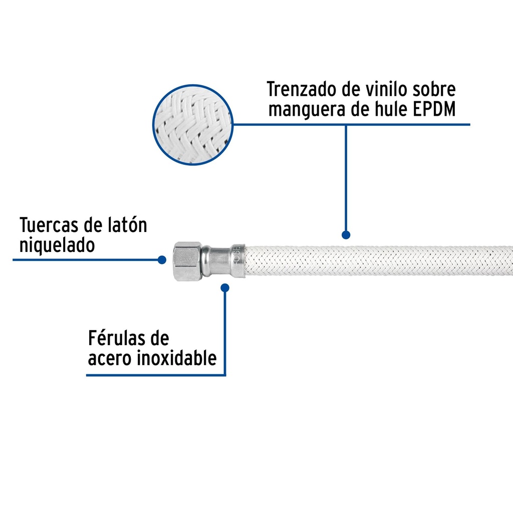 Manguera lavabo/fregadero, vinilo gris, 1/2' x 3/8', 40 cm