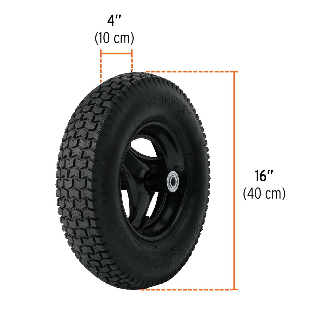 Carretilla 8 ft3 Neumática, bastidor tubular, Truper