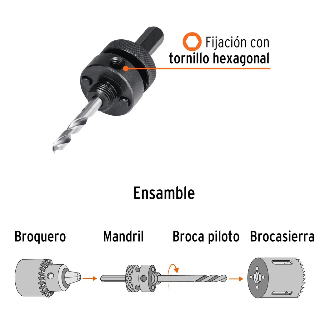 Mandril zanco 7/16' para brocasierras bimetálicas, Expert