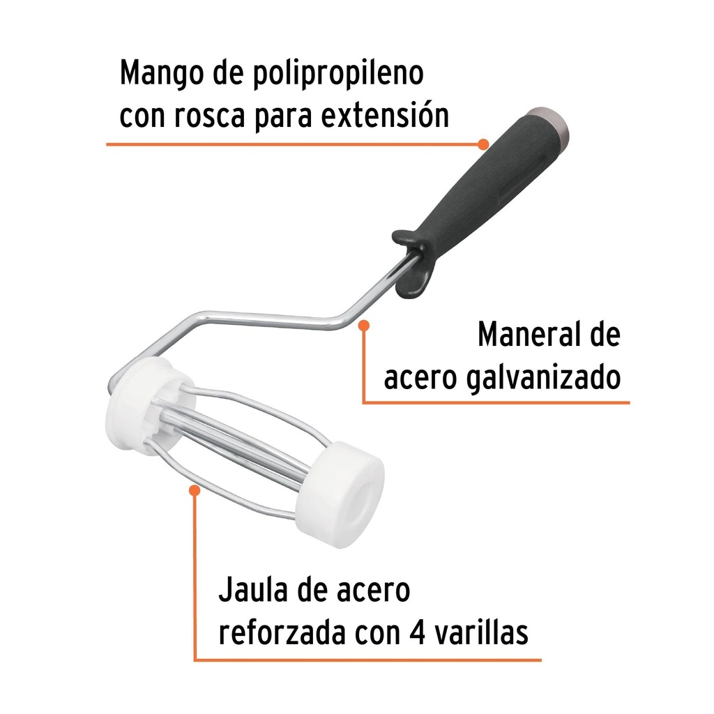 Maneral de 4' con jaula para rodillo, Truper