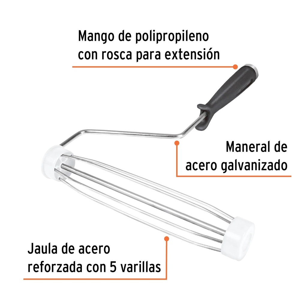 Maneral de 9' con jaula para rodillo, Truper