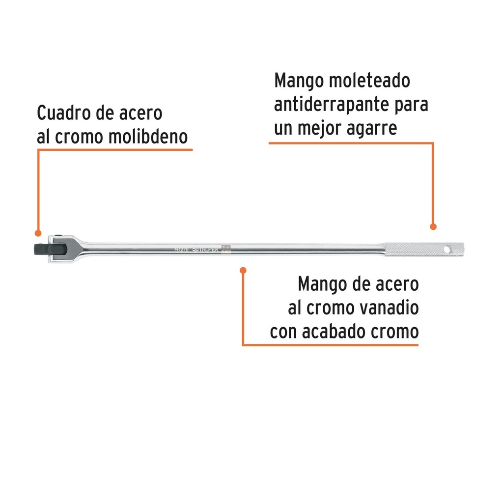 Mango cuadro 1/2' articulado, largo 18', Truper