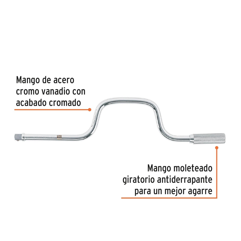 Mango cuadro 1/2' berbiquí, largo 18', Truper