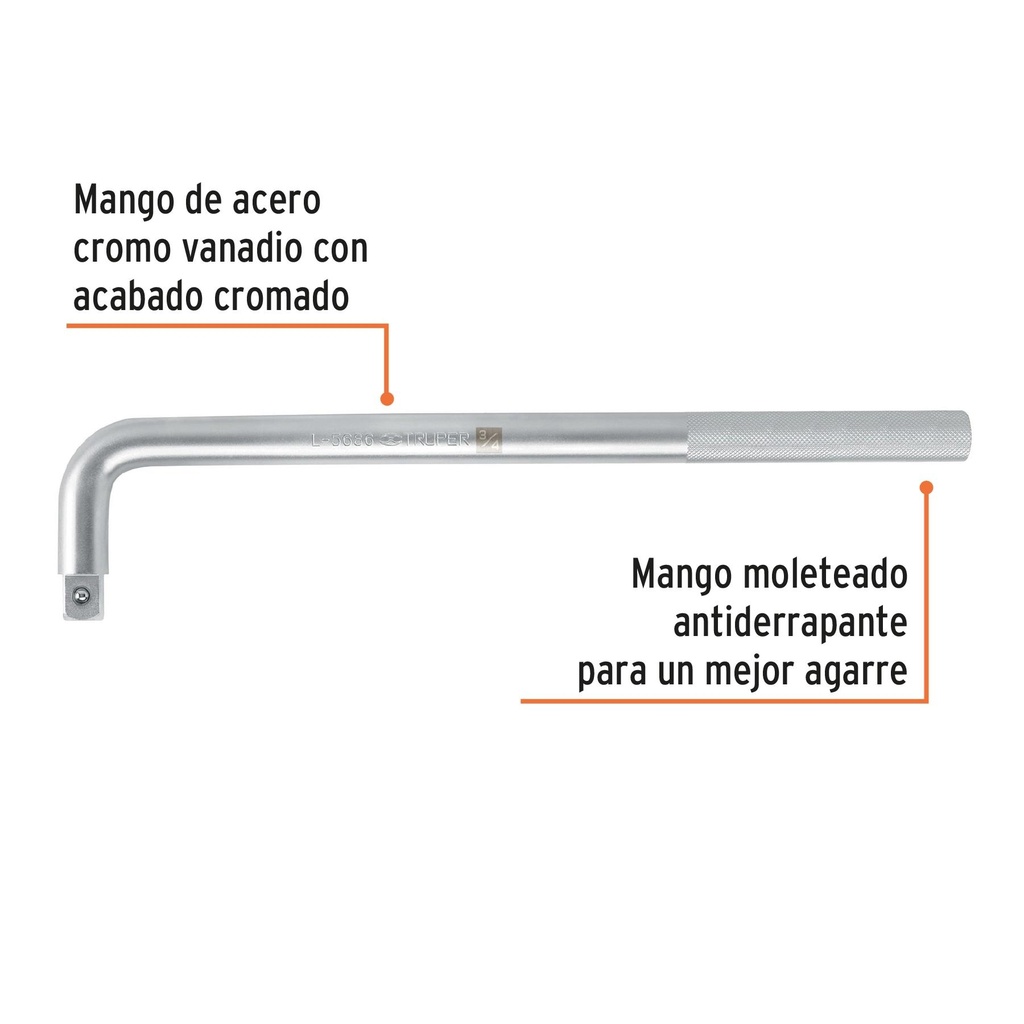 Mango cuadro 3/4' en 'L', largo 18', Truper