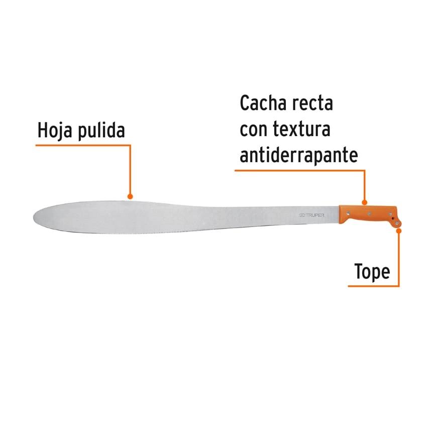 Machete Caguayano 27' cacha naranja remachada, Truper