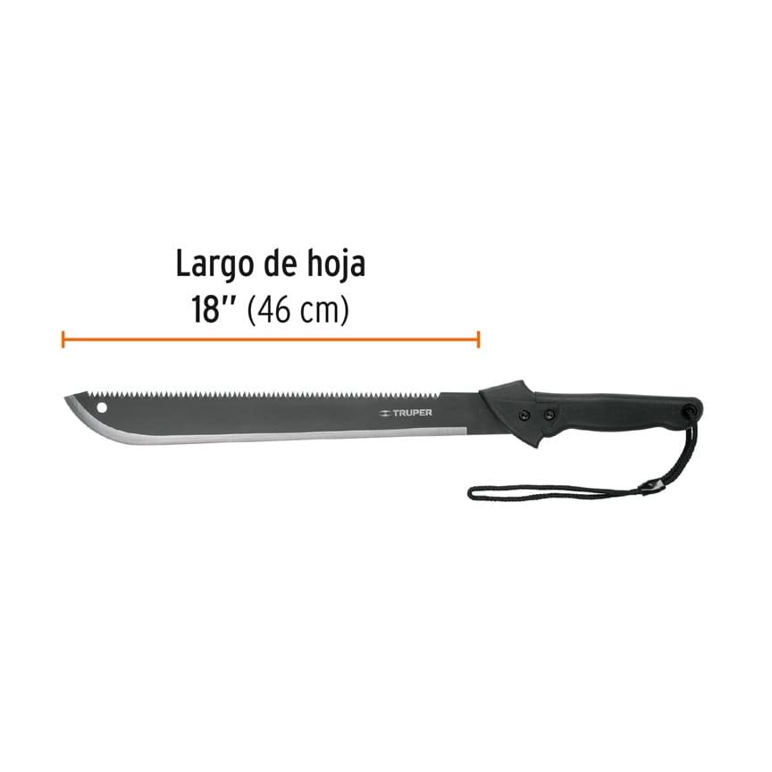 Machete doble filo 18' cacha bimaterial, con funda, Truper