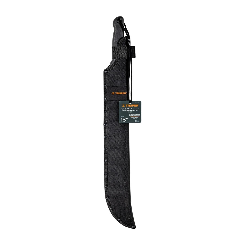 Machete doble filo 18' cacha bimaterial, con funda, Truper