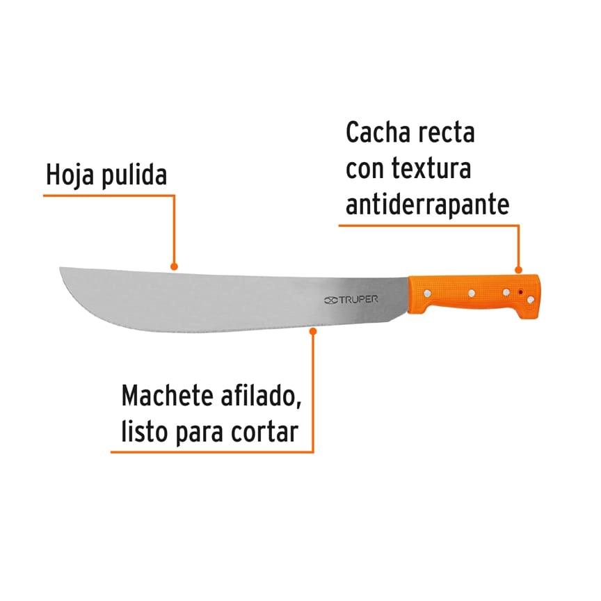 Machete estándar 14' cacha naranja remachada, Truper