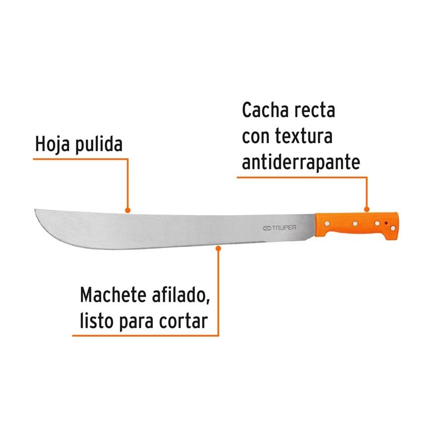 Machete estándar 18' cacha naranja remachada, Truper