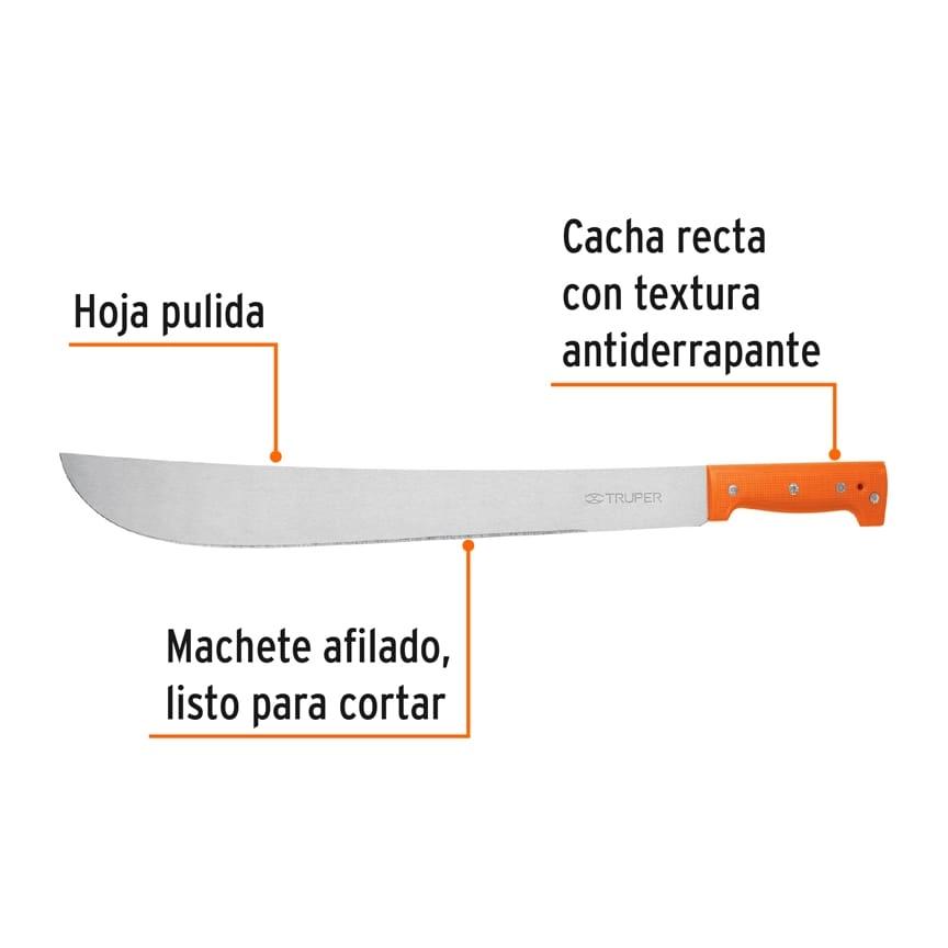 Machete estándar 18' cacha naranja remachada, en bolsa