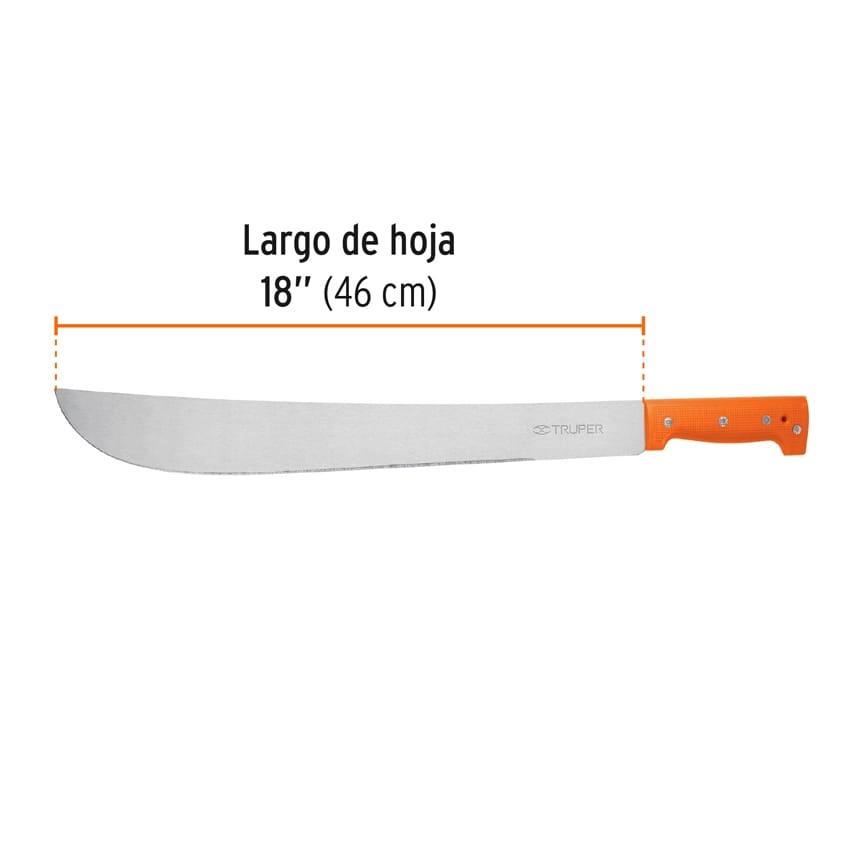 Machete estándar 18' cacha naranja remachada, en bolsa