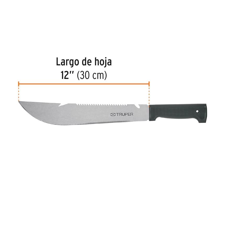 Machete rambo 12' cacha inyectada negra, con funda, Truper