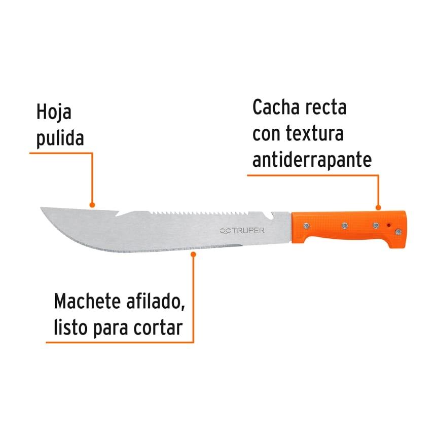 Machete rambo 12' cacha remachada naranja, Truper