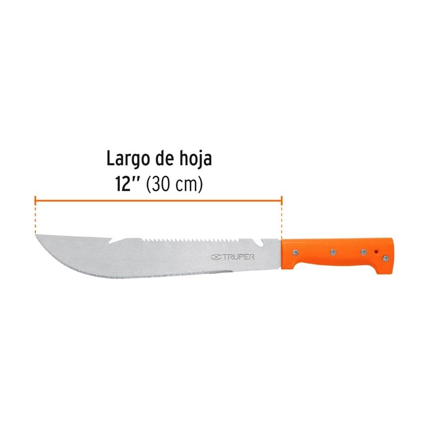 Machete rambo 12' cacha remachada naranja, Truper