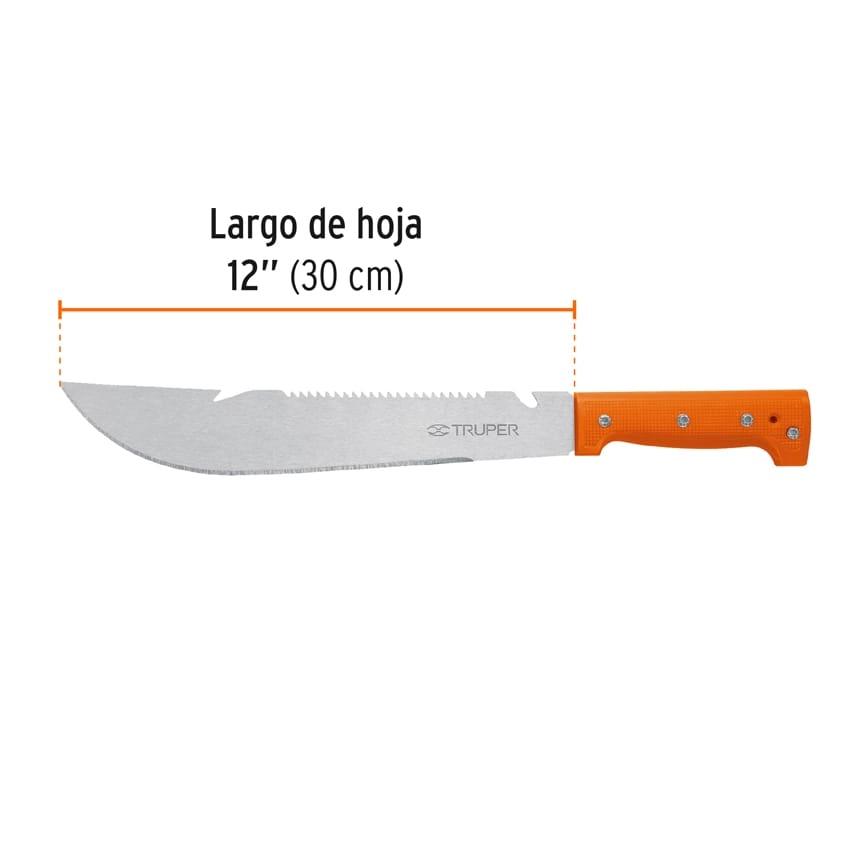 Machete rambo 12' cacha remachada naranja, con funda, Truper