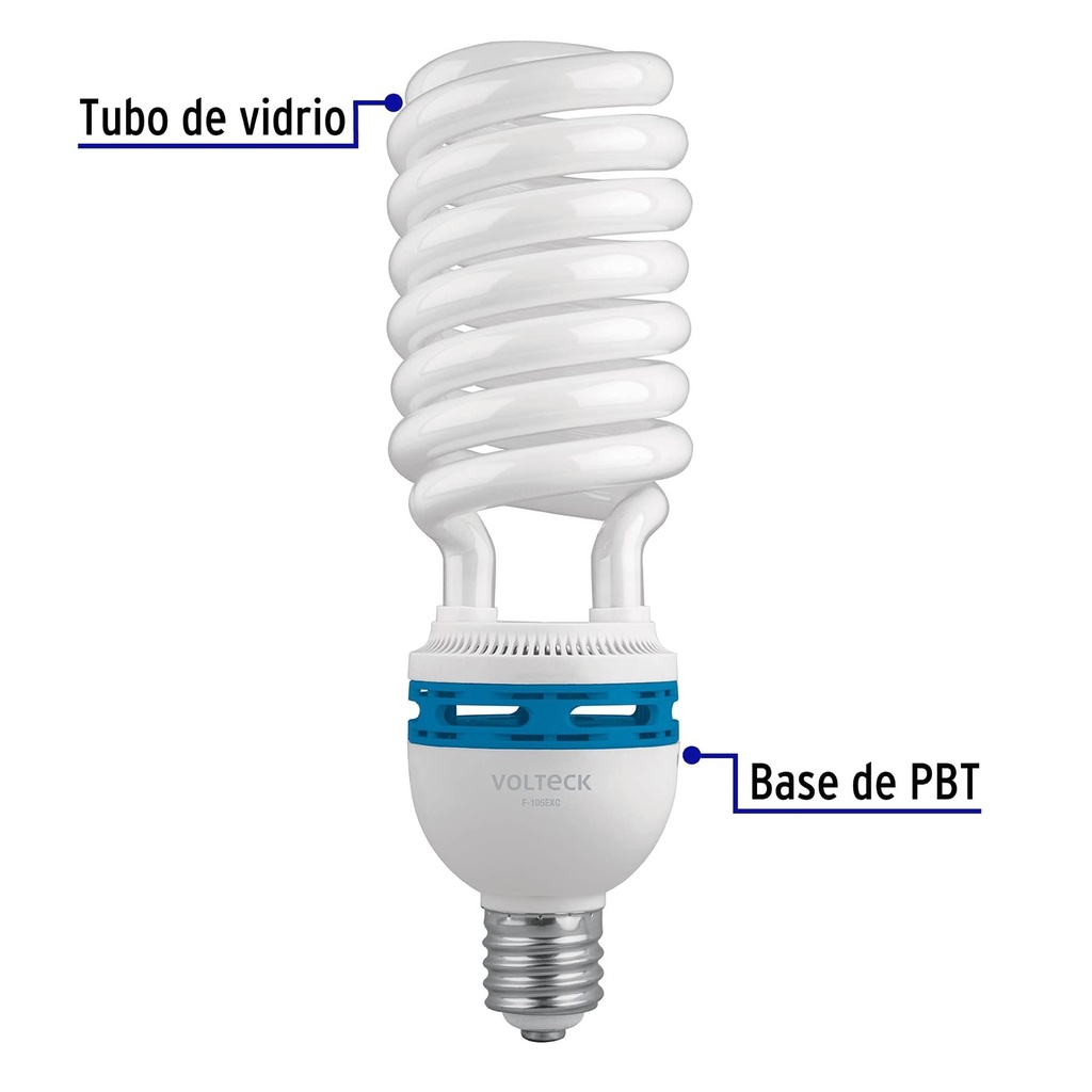 Lámpara espiral 105 W base mogul E39 220 V luz día, caja