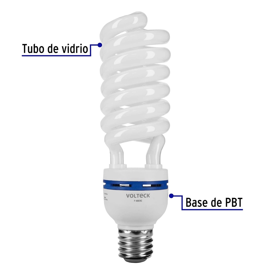 Lámpara espiral 65 W base mogul E39 220 V luz día, caja